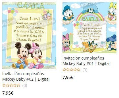 Invitaciones de primer cumpleaños Mickey Baby Premium